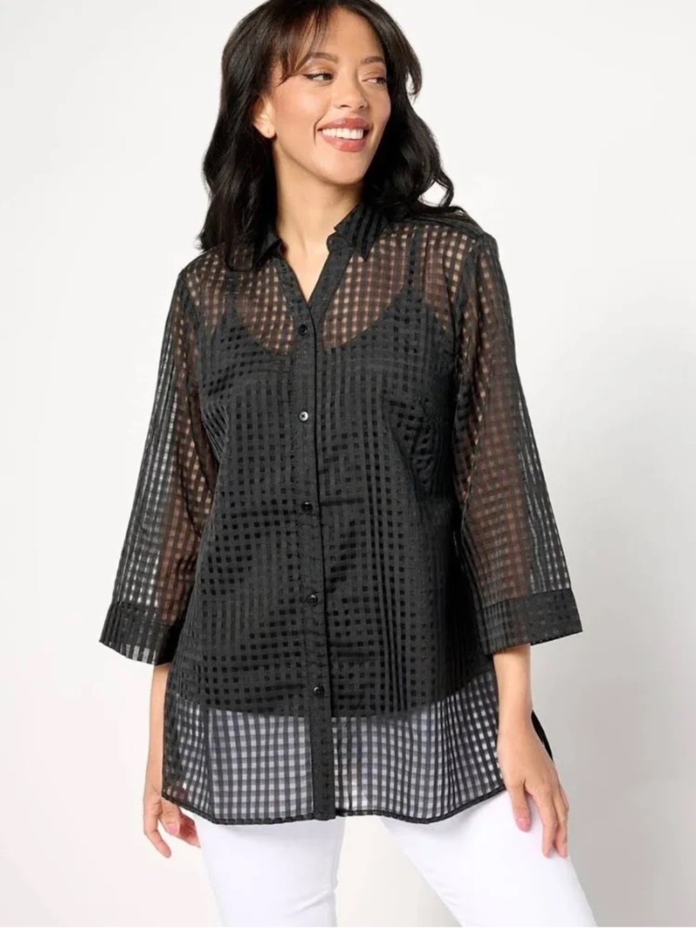 Joan Rivers Red Carpet Gingham Tunic Topper